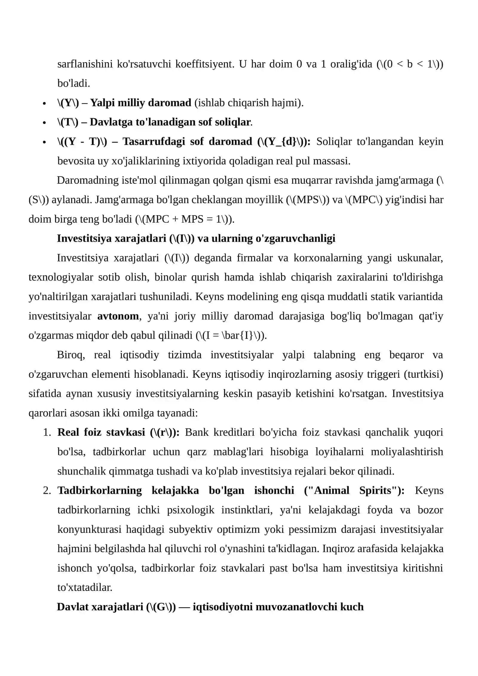 KEYNSNING DAROMADLAR VA XARAJATLAR MODELI 4