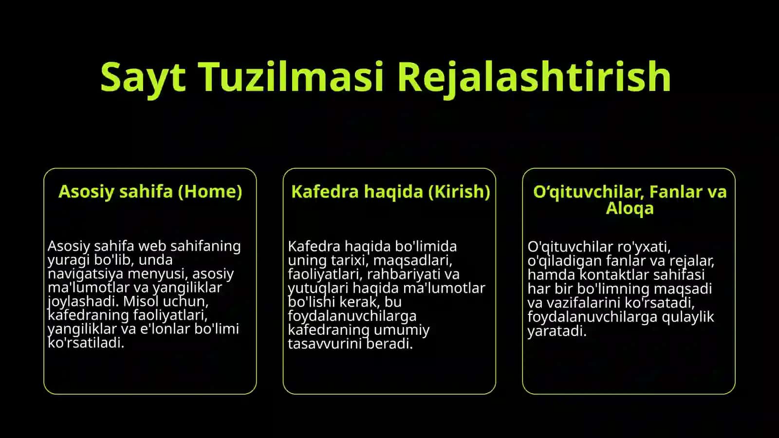 HTML tilida KAFEDRA websahifasini yaratish 4