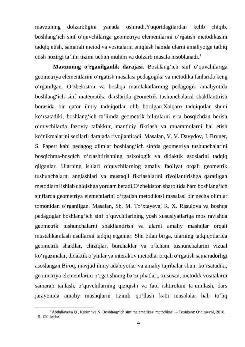 Boshlang‘ich  sinf o‘quvchilariga geometriya elementlarini o‘rgatish metodikasi 4