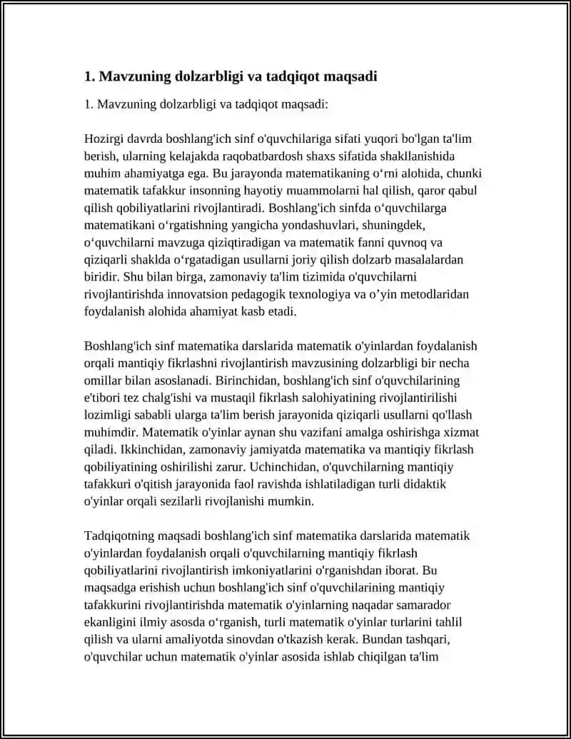BOSHLANG'ICH SINF MATEMATIKA DARSLARIDA MATEMATIK O'YINLARDAN FOYDALANISH ORQALI MANTIQIY FIKRLASHNI RIVOJLANTIRISH 4