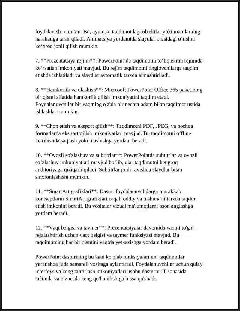 PowerPoint dasturining imkoniyatlari 4
