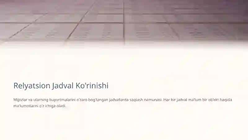 Ma'lumotlar Bazasi Qurishda Ma'lumotlar Modeli 4