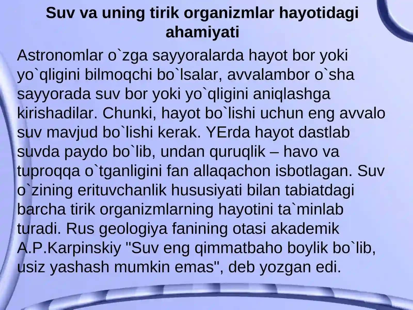 Suv resurslarini muhofaza qilish va oqilona foydalanish 4