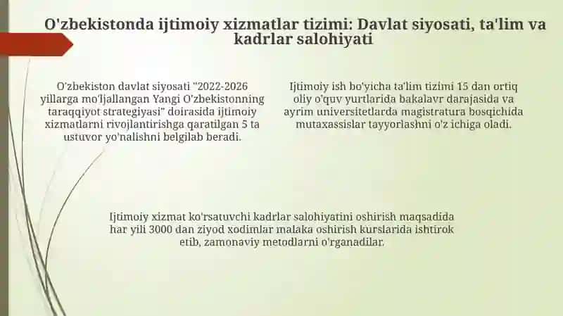 Ijtimoiy ishning O'zbekistonda institutsionallashuvini 4