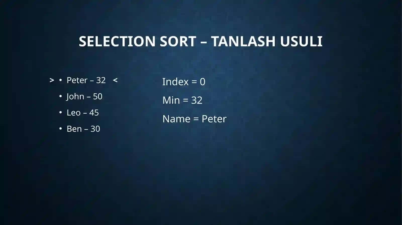 Ma'lumoatlarni saralash usullarini tadqiq qilish | Sorting 4