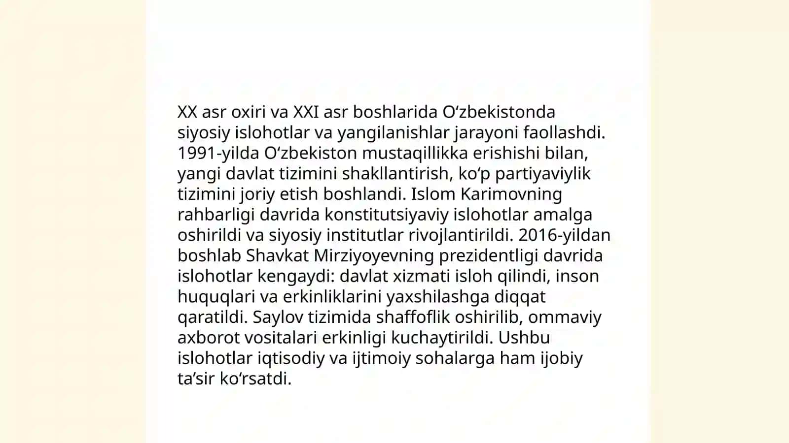 Mustaqillikka erishish arafasida O'zbekistondagi ijtimoiy-siyosiy jarayonlar 4