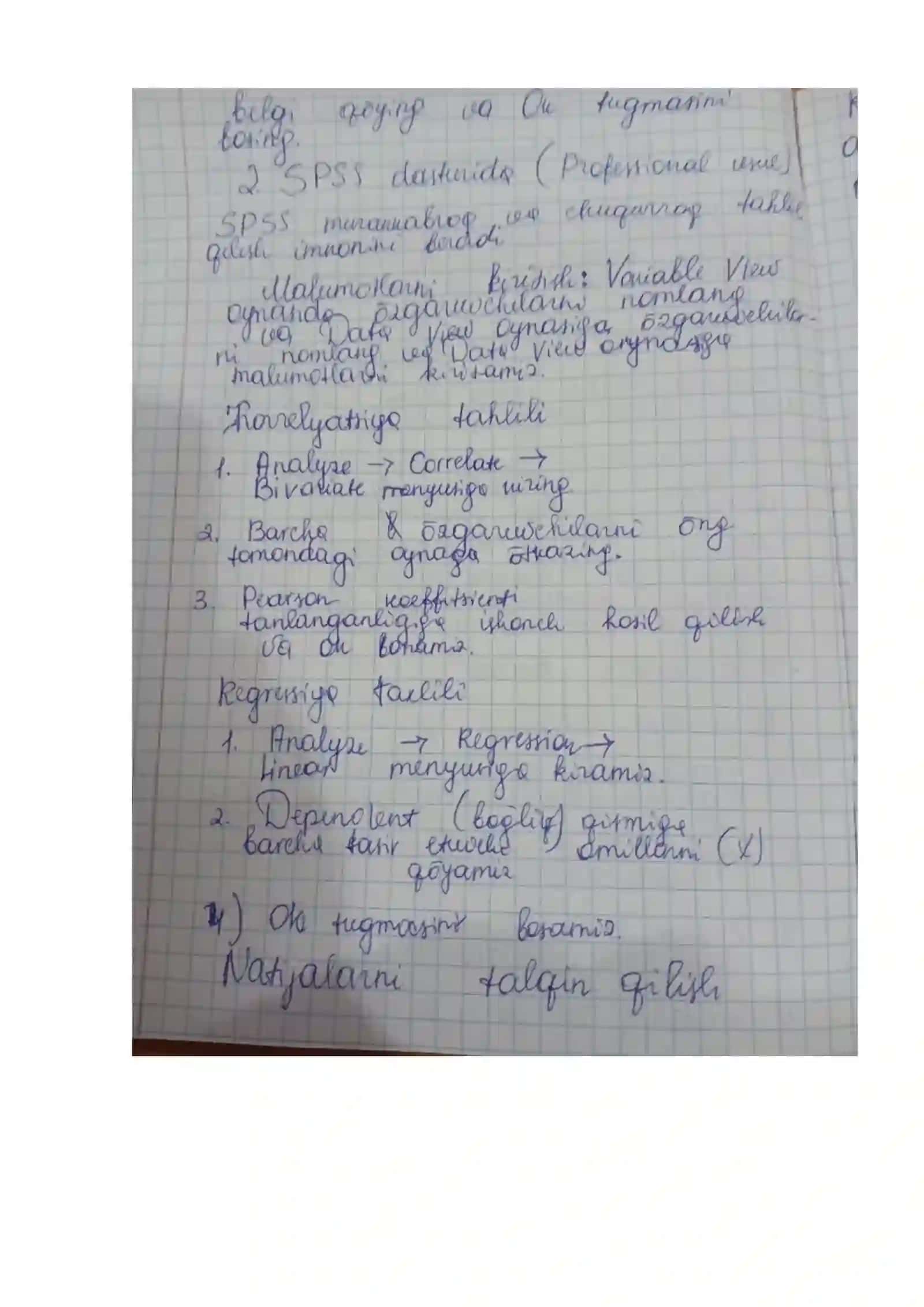 Ko‘p omilli regression – korrelyatsion tahlilni kompyuterda amalga oshirish tartibi 4