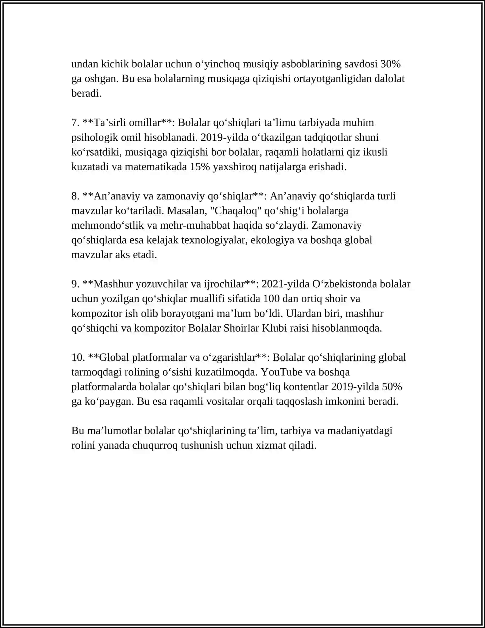 BOLALAR FOLKLORI HAQIDA TUWUNCHA. BOLALAR FOLKLORI JANRLARI 4