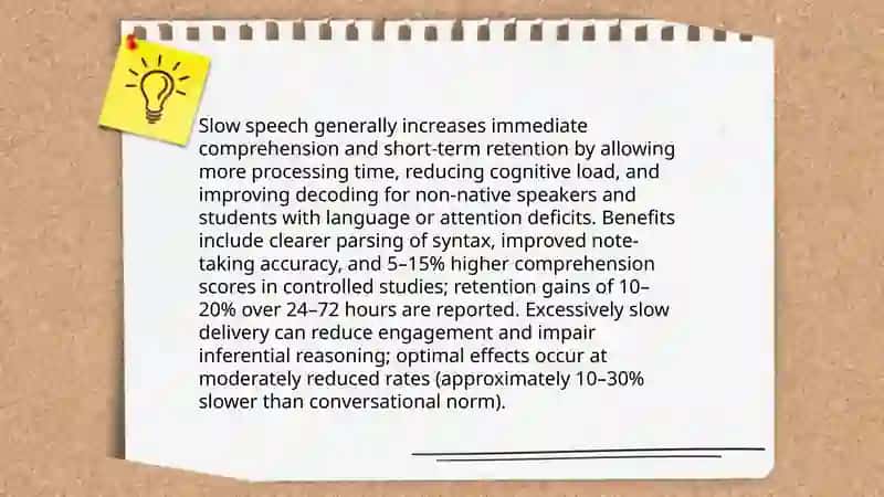 The Influence of speech speed on student comprehension 4
