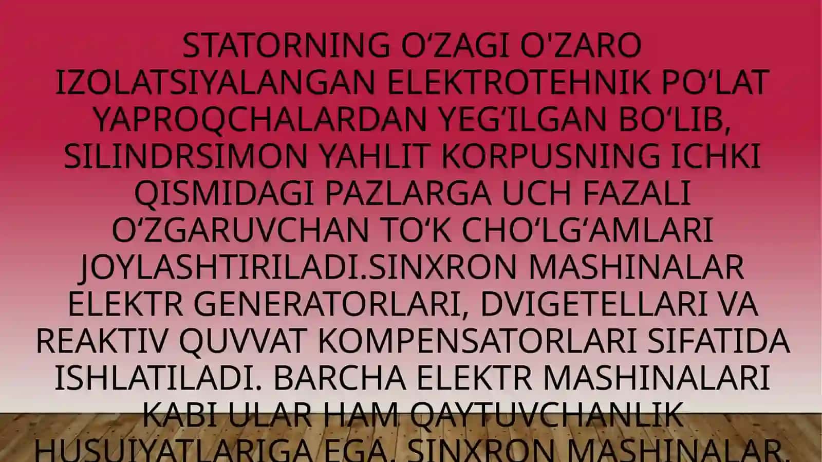 Matsapayev Asadbekning elektr mehanik tizimlar va ko’mplekslarni boshqarish fanidan tayyorlagan prezintatsiya 4
