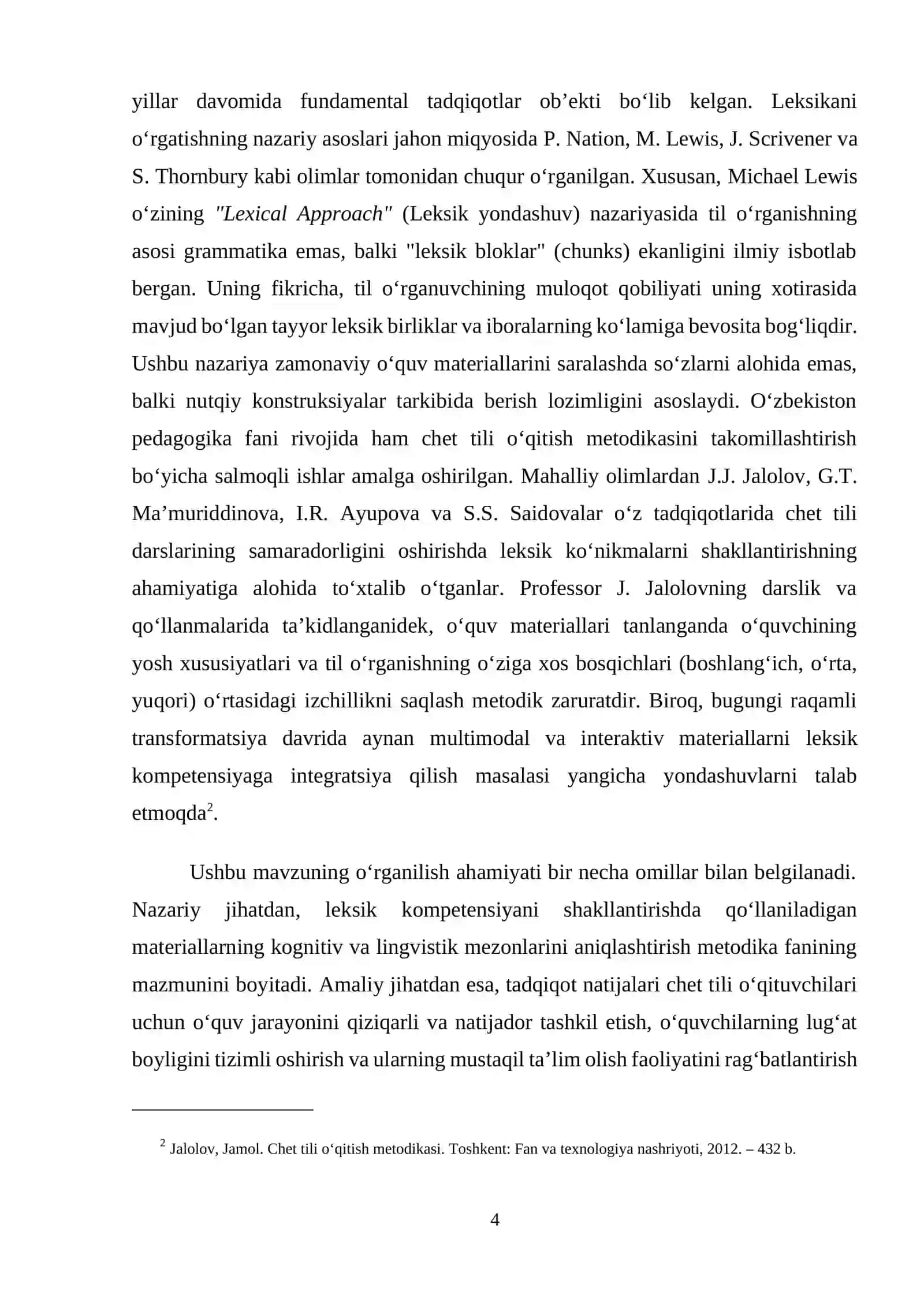 Chet tilini óqitishda leksik kompetensiyanirivojlantirish metodikasi 4