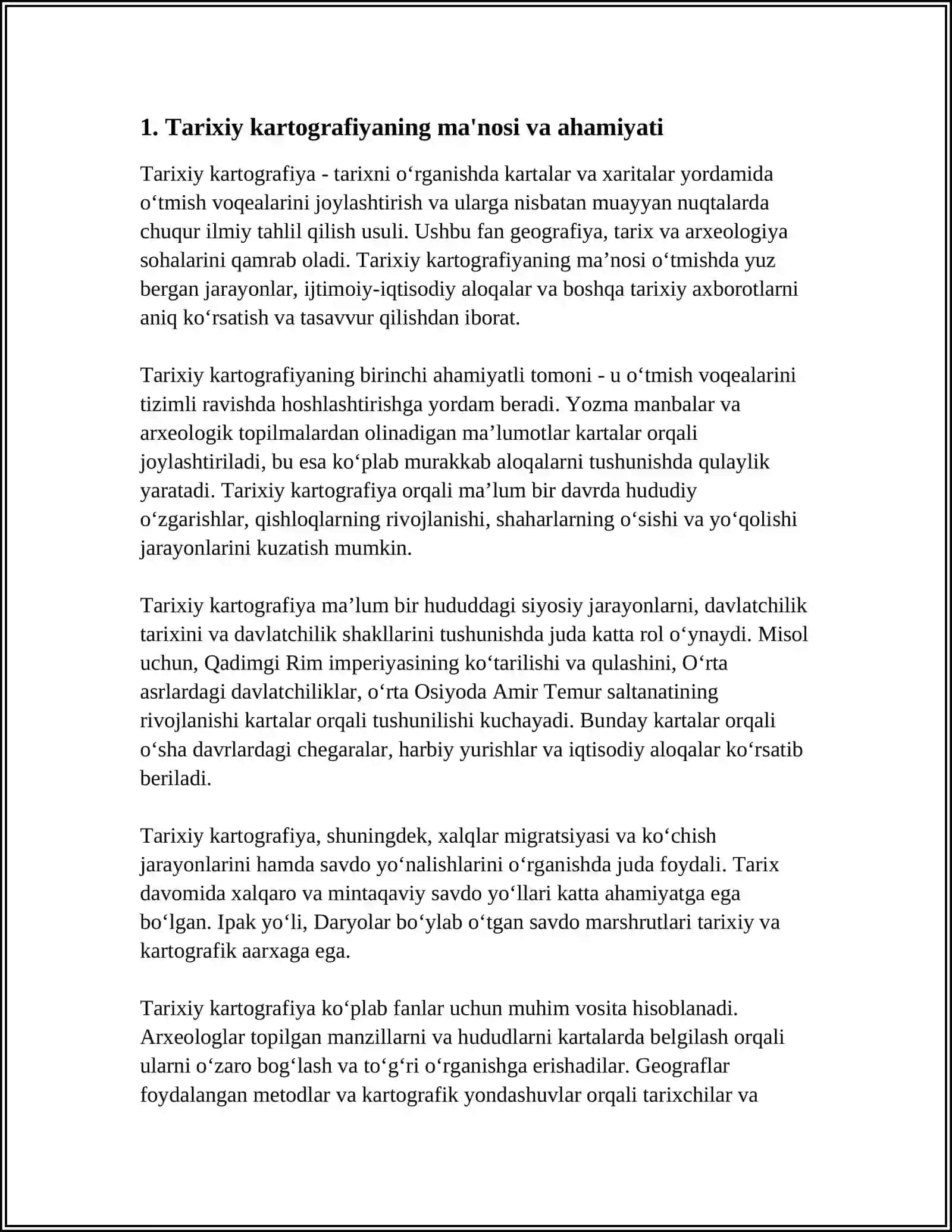TARIXIY KARTOGRAFIYA VA UNING XUSUSIYATLARI.TARIXIY KARTOGRAFIYANING SHAKILLANISHI VA TARAQQIYOTI 4