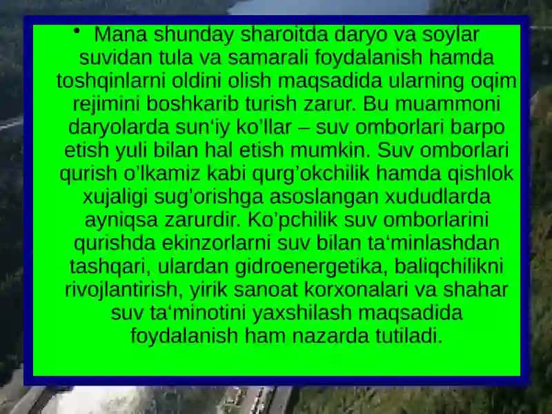 Suv omborlari haqida umumiy ma‘lumotlar 4
