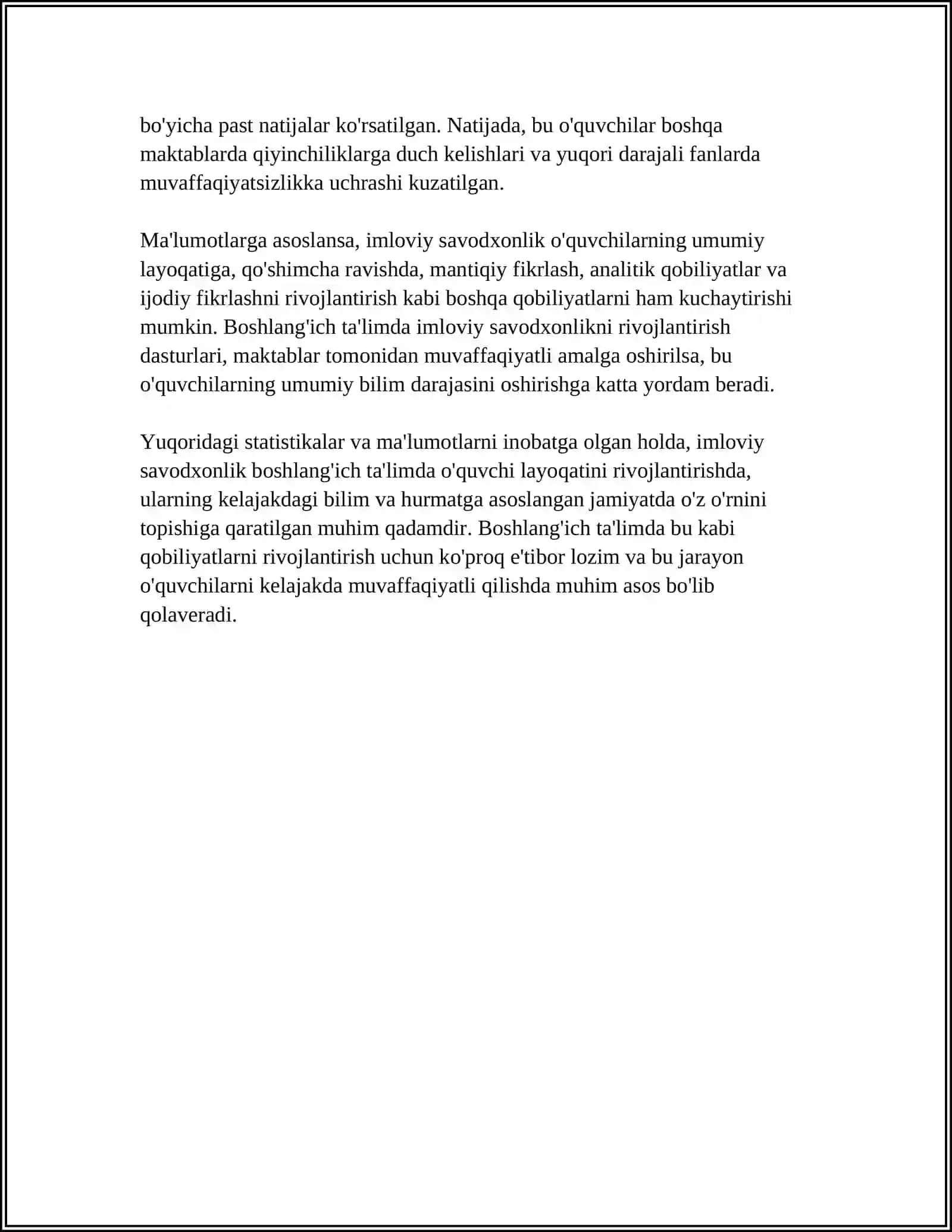 BOSHLANG'ICH TA'LIMDA IMLOVIY SAVODXONLIKNING AHAMIYATI 4
