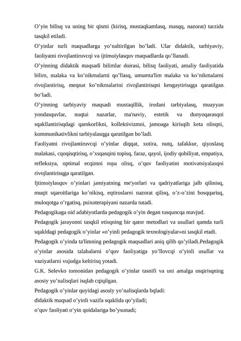 MAKTABGACHA TA’LIMDA O‘YIN TEXNOLOGIYALARINING AMALIY JIHATLARI 4
