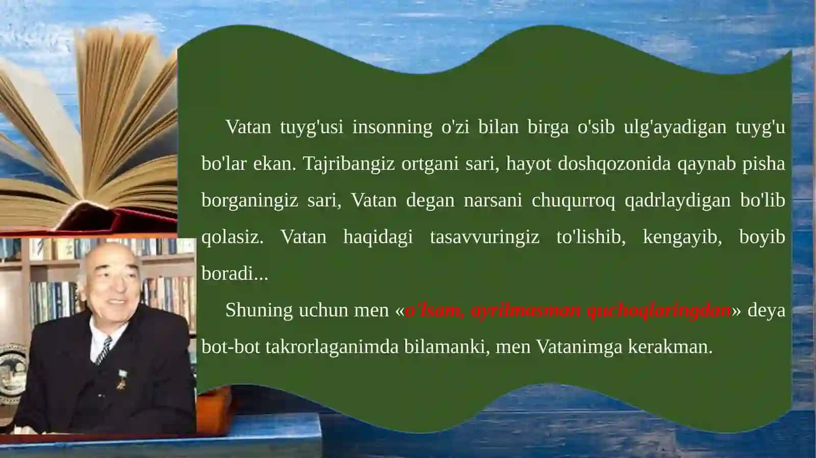 O'LSAM, AYRILMASMAN QUCHOQLARINGDAN 4