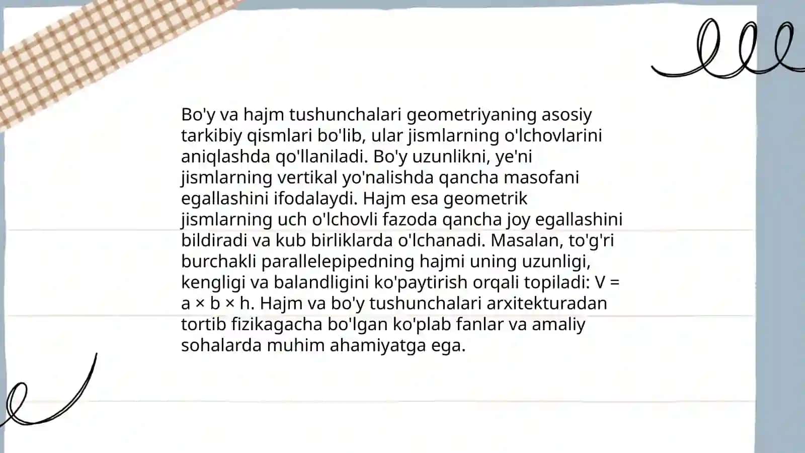 O'lchamning ta'rifi va anglash usullari 4