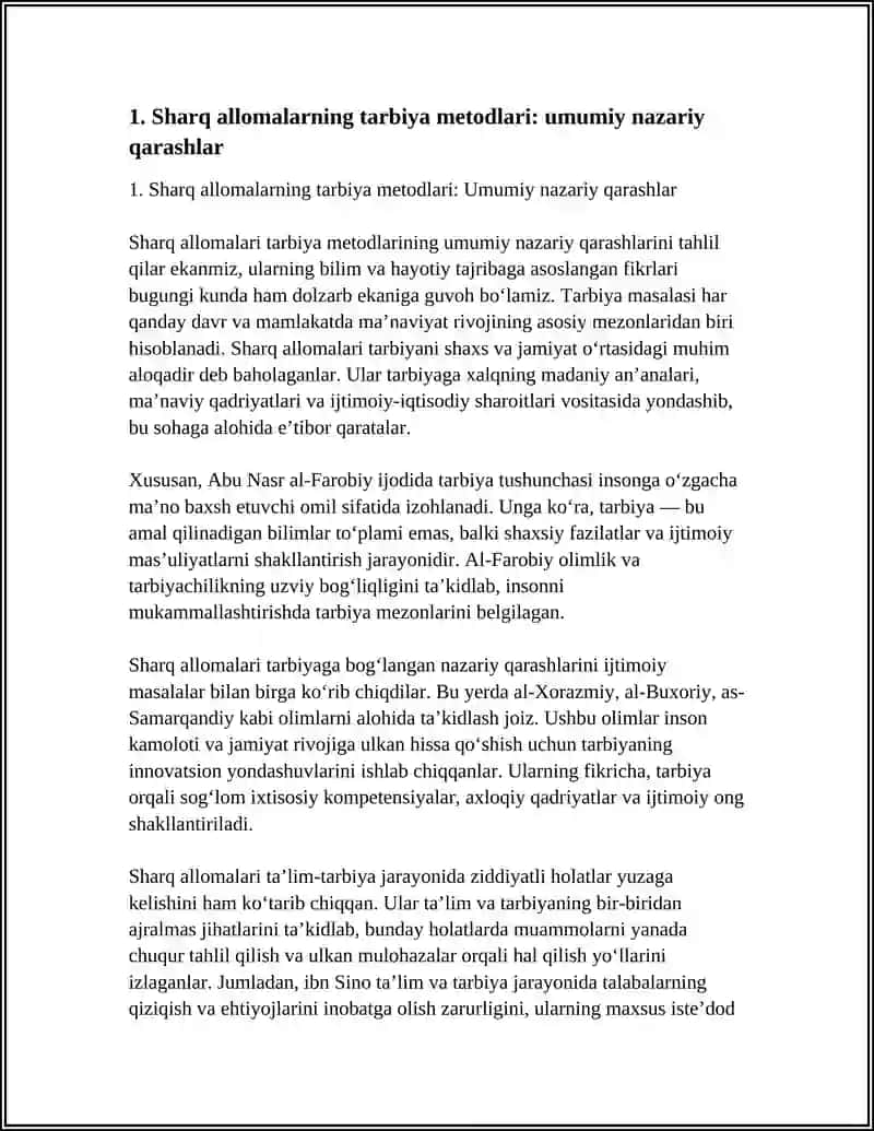 SHARQ ALLOMALARINING TARBIYA METODLARI HAQIDAGI FIKRLARI 4