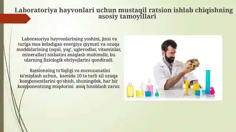 Laboratoriya hayvonlari uchun mustaqil ratsion tuzish 4