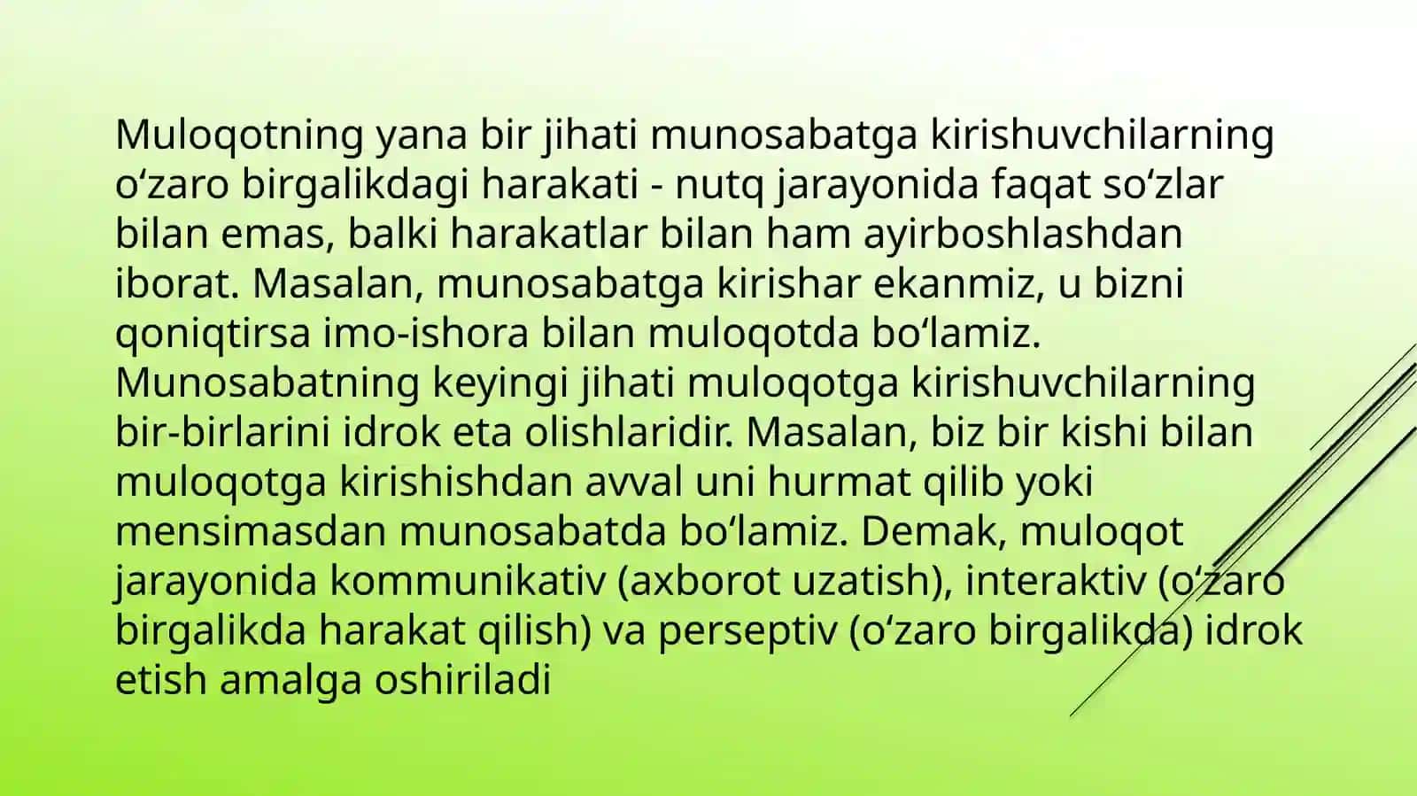 MULOQOT PSIXOLOGIYASINING PREDMETI, MAQSADI VA VAZIFALARI MULOQOT HAQIDA UMUMIY TUSHUNCHA 4