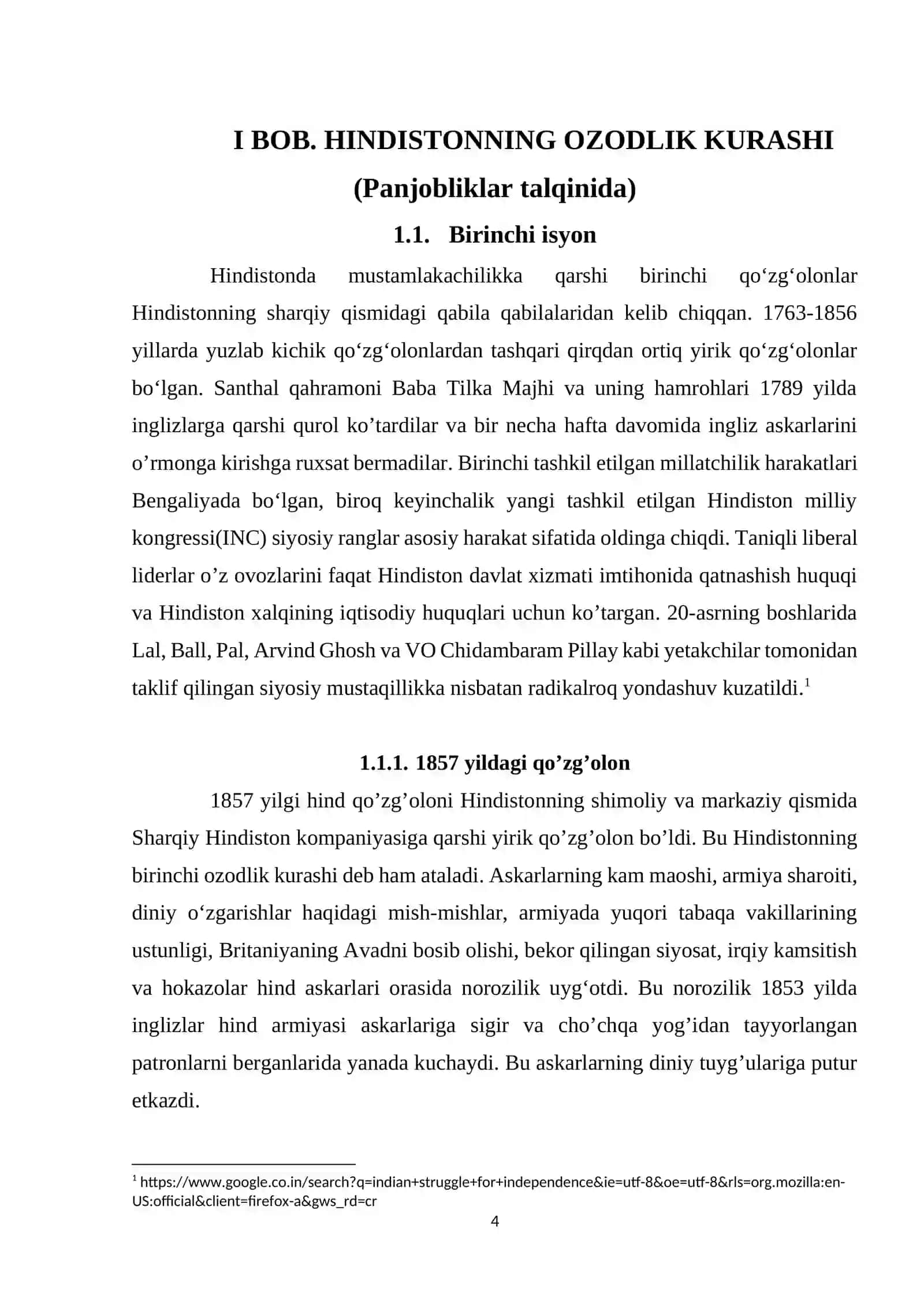 XIX ASRNING IKKINCHI YARMIDA, XX ASR BOSHLARIDADA HINDISTONDA MILLIY OZODLIK HARAKATI 4