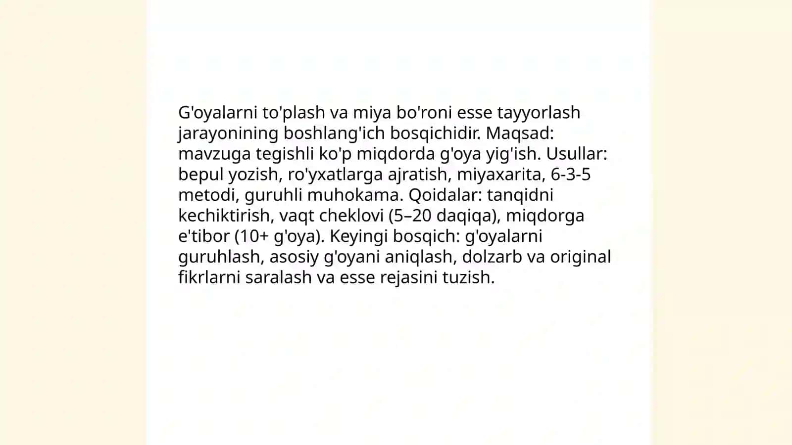 (Esse)tayyorlash 4