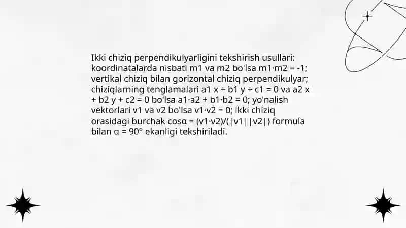 Geometrik figuralar orasidagi pozitsion va metrik munosabatlarni tekshirish 4
