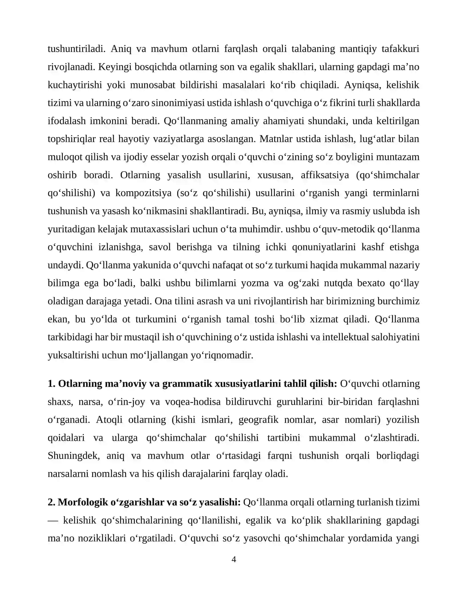 OT SO’Z TURKUMINI QO’LLANILADIGAN MUSTAQIL ISHLARNI ISHLAB CHIQISH 4