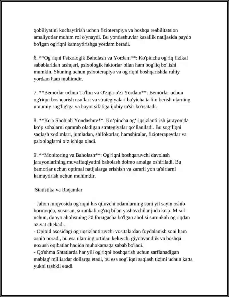 MUSTAQIL ISH Mavzu: OGRIQSIZLANTIRISH. NARKOZ NAZARIYALARI, TURLARI, ASORATLARI 4