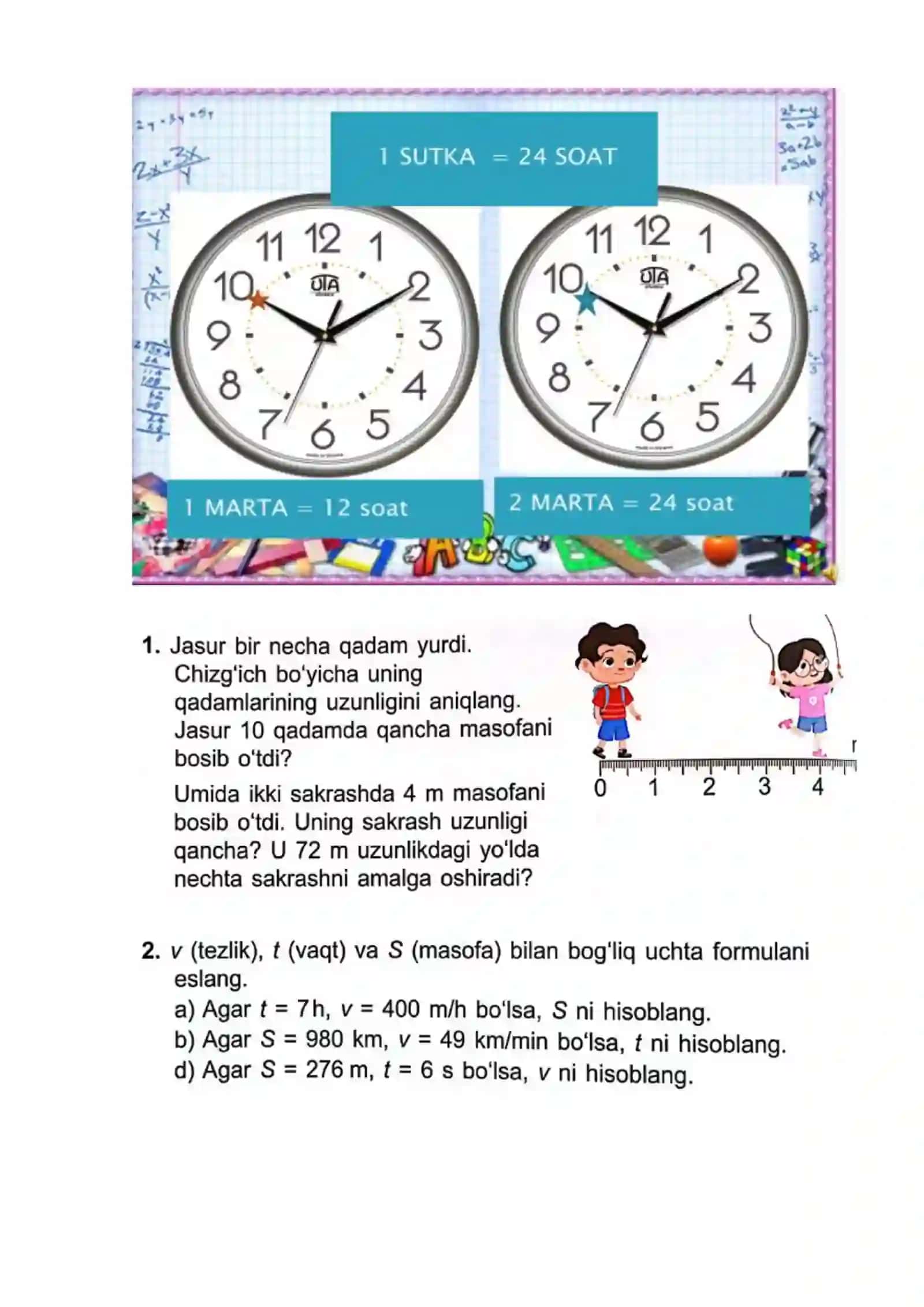 4-sinf Matematika Yo'l vaqt tezlik 2-chorak dars ishlanmasi 4