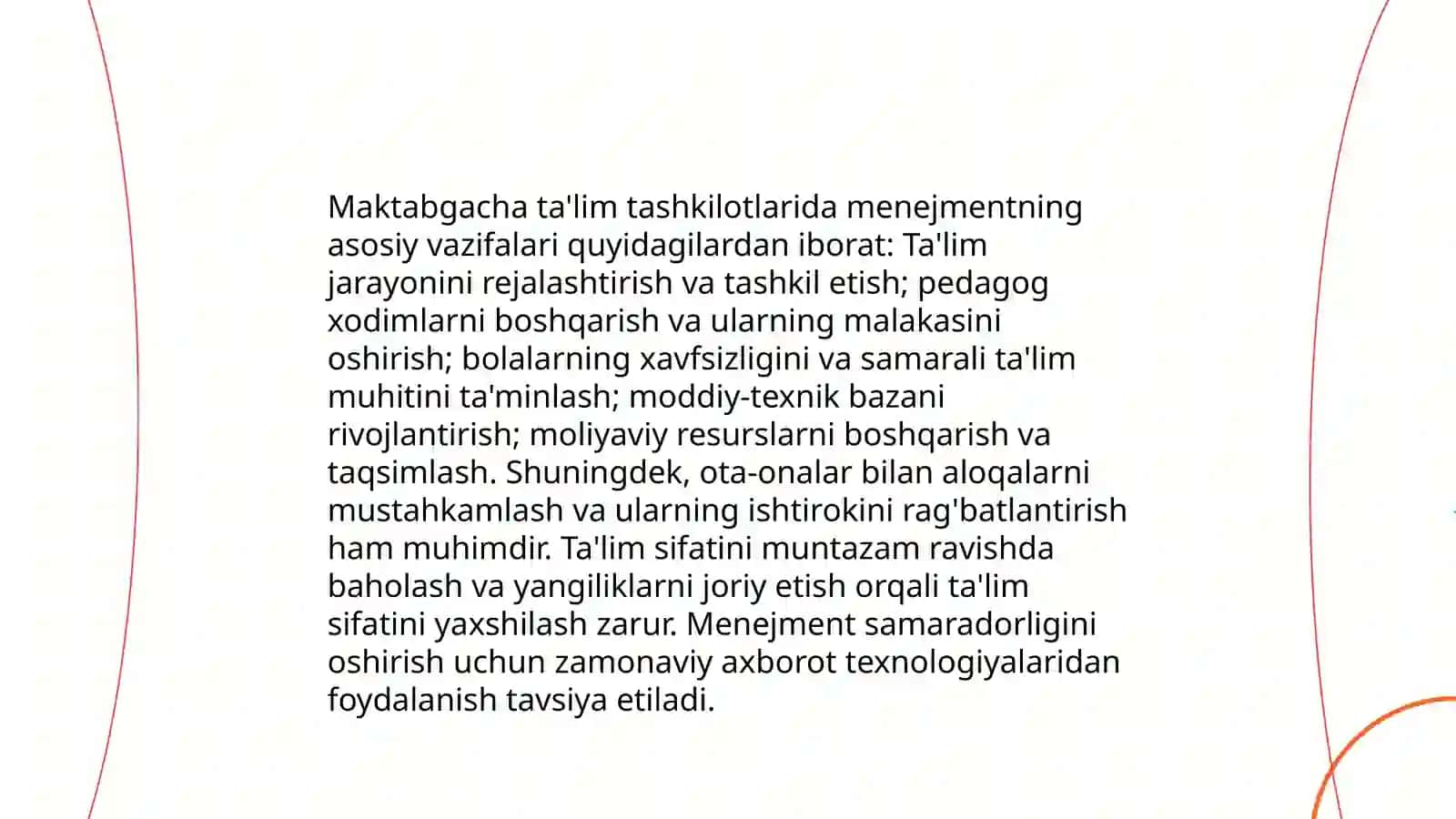 Maktabgacha taʼlimda menejment predmeti, maqsadi va vazifalari 4