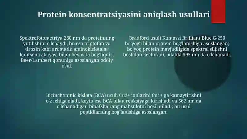 Oqsil moddalariga xos tajribalar 4
