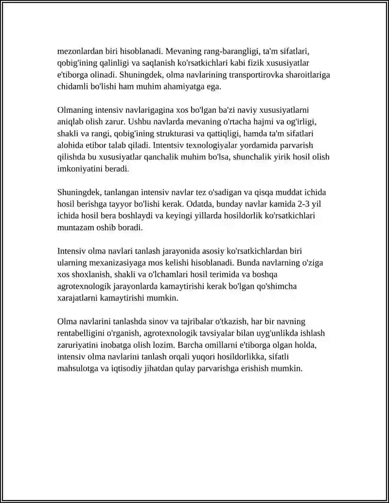 Olmani intensiv navlarini parvarish qilish texnologiyasi 4