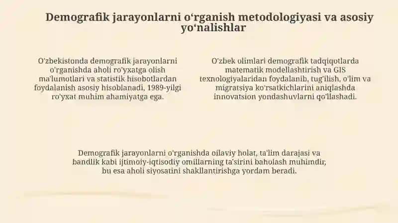 Oʻzbekolimlarining aholigeografiyasimuammolarigaqoʻshganhissasi 4