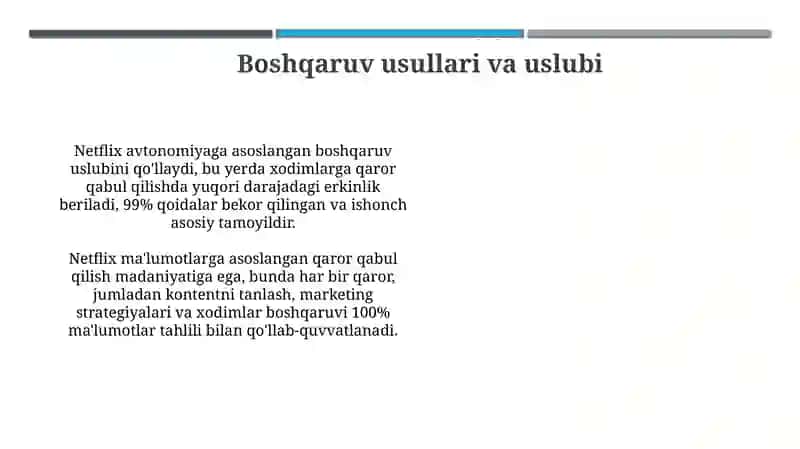 Netfliks kompaniyasi va uning samarali boshqaruvi 4