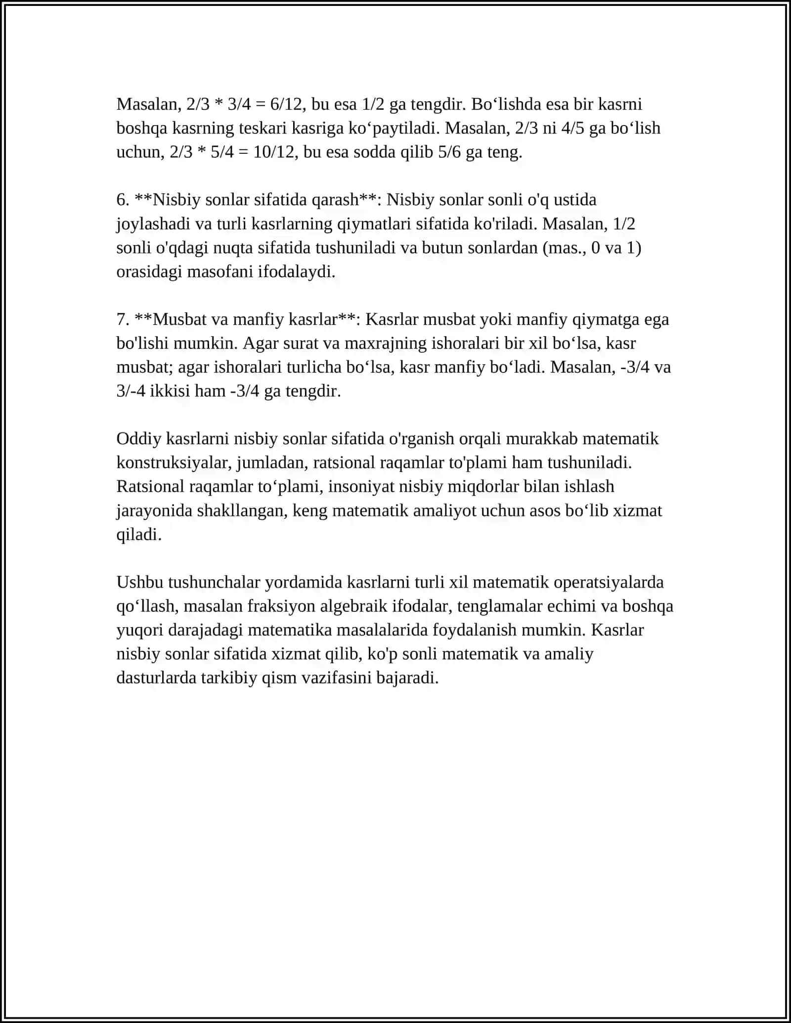 ODDI KASRLAR. ÒNLI VA CHEKSIZ DAVRIY ÒNLI KASRLAR. ALGEBRAIC IFODA MISOLLARI BILAN 4