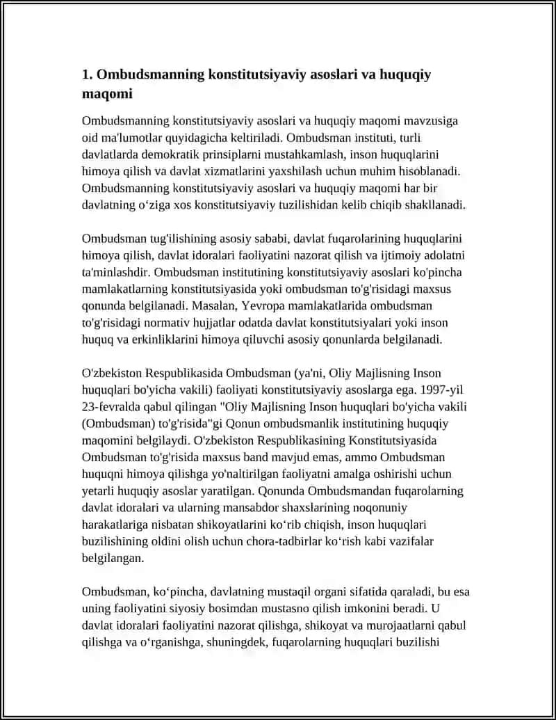 OMBUDSMANNING KONSTITUTSIYAVIY MAQOMI VA FAOLIYATI 4