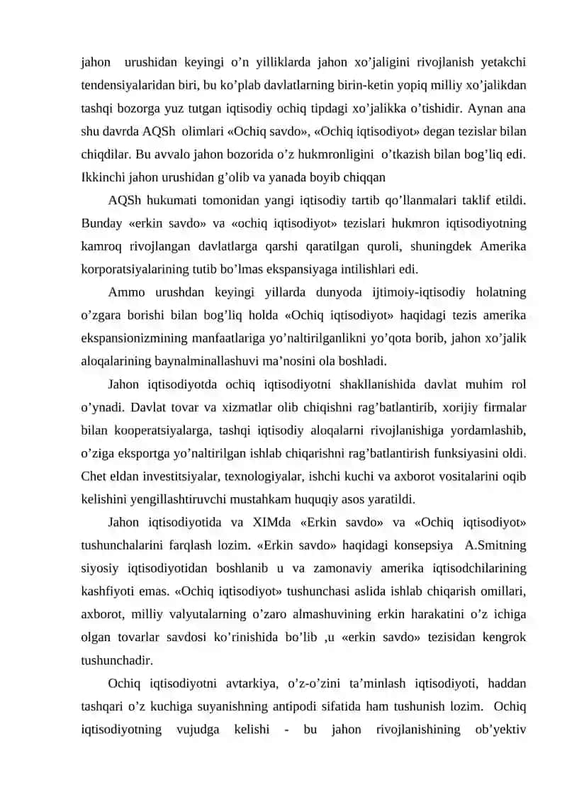 JAHON XO‘JALIGI VA XALQARO IQTISODIY MUNOSABATLARNING SHAKLLANISHI 4