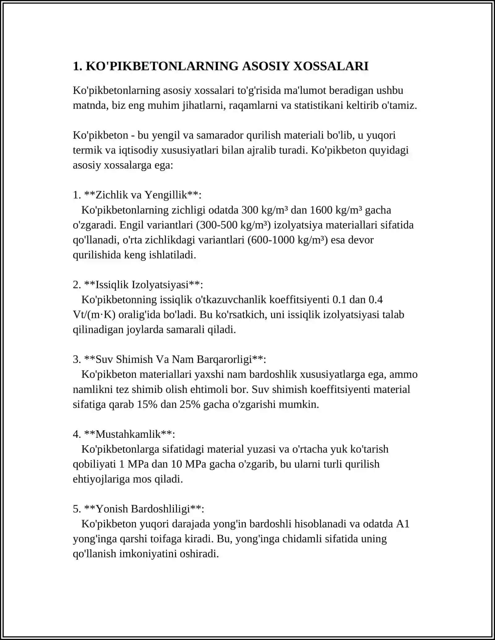 KO'PIKBETONLARNING ASOSIY XOSSALARI 4