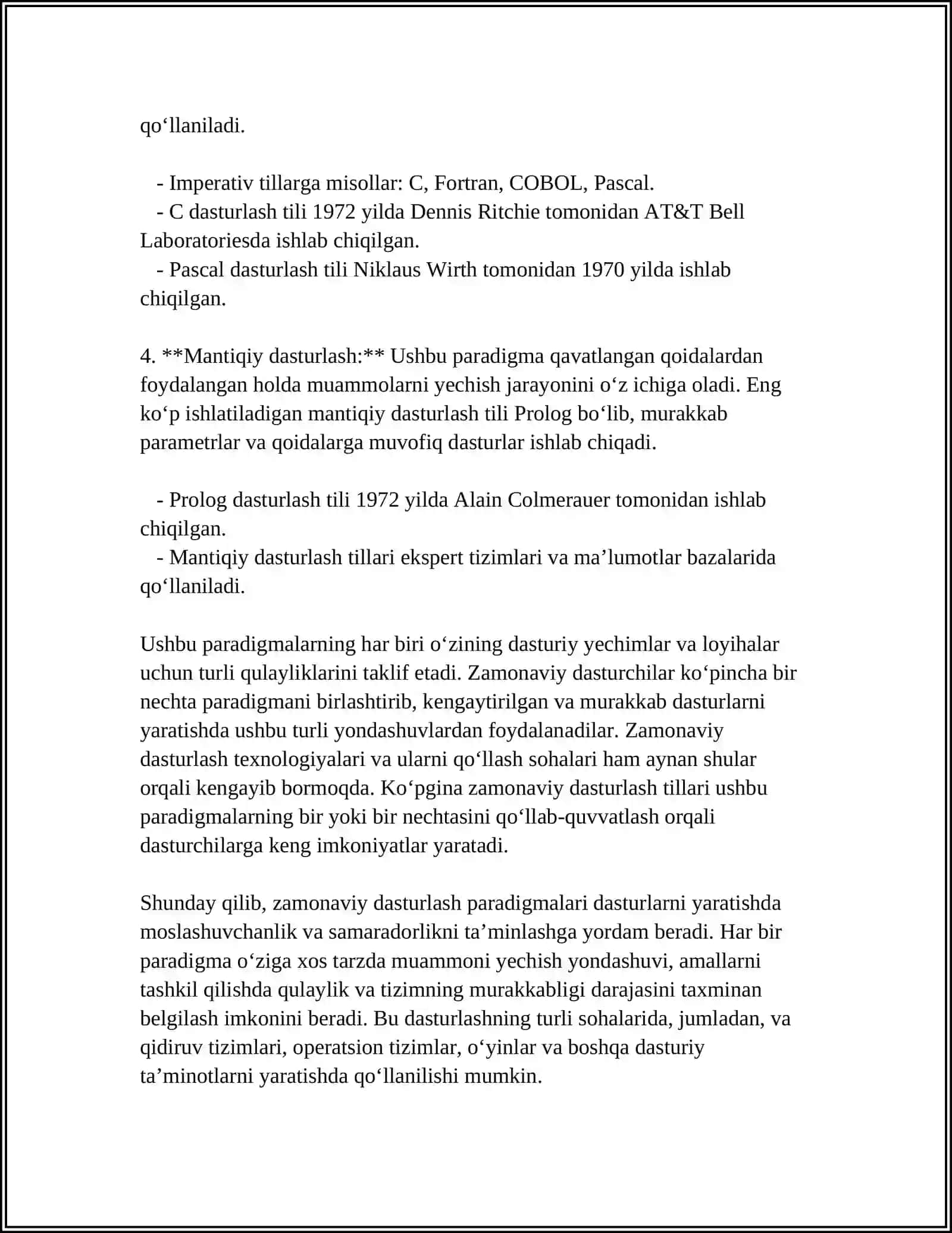 ZAMONAVIY DASTURLASH TILLARINING TAHLILI 4