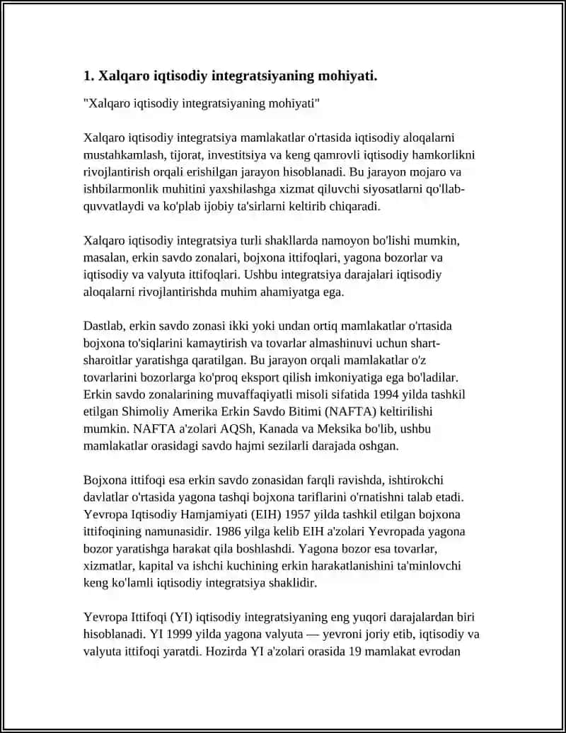 Xalqaro Iqtisodiy Integratsiyaning Mohiyati 4