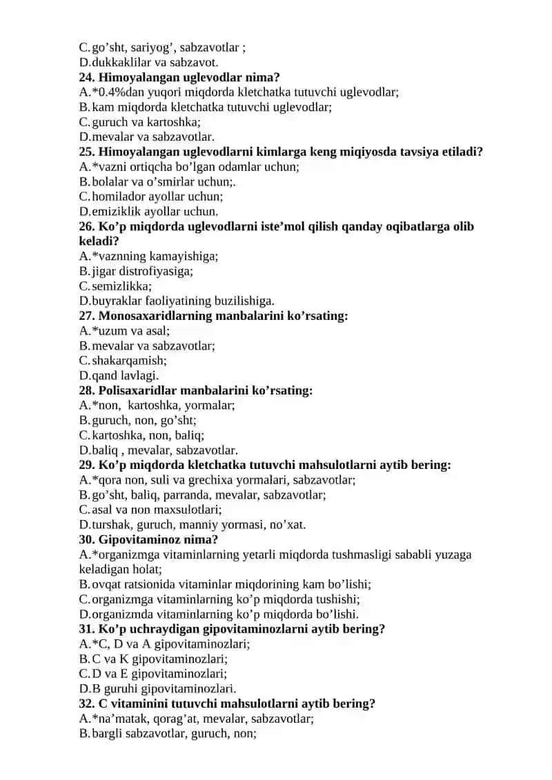 Gigiyena va sanitariya gigiyena tekshirish usullari fanidan test 4