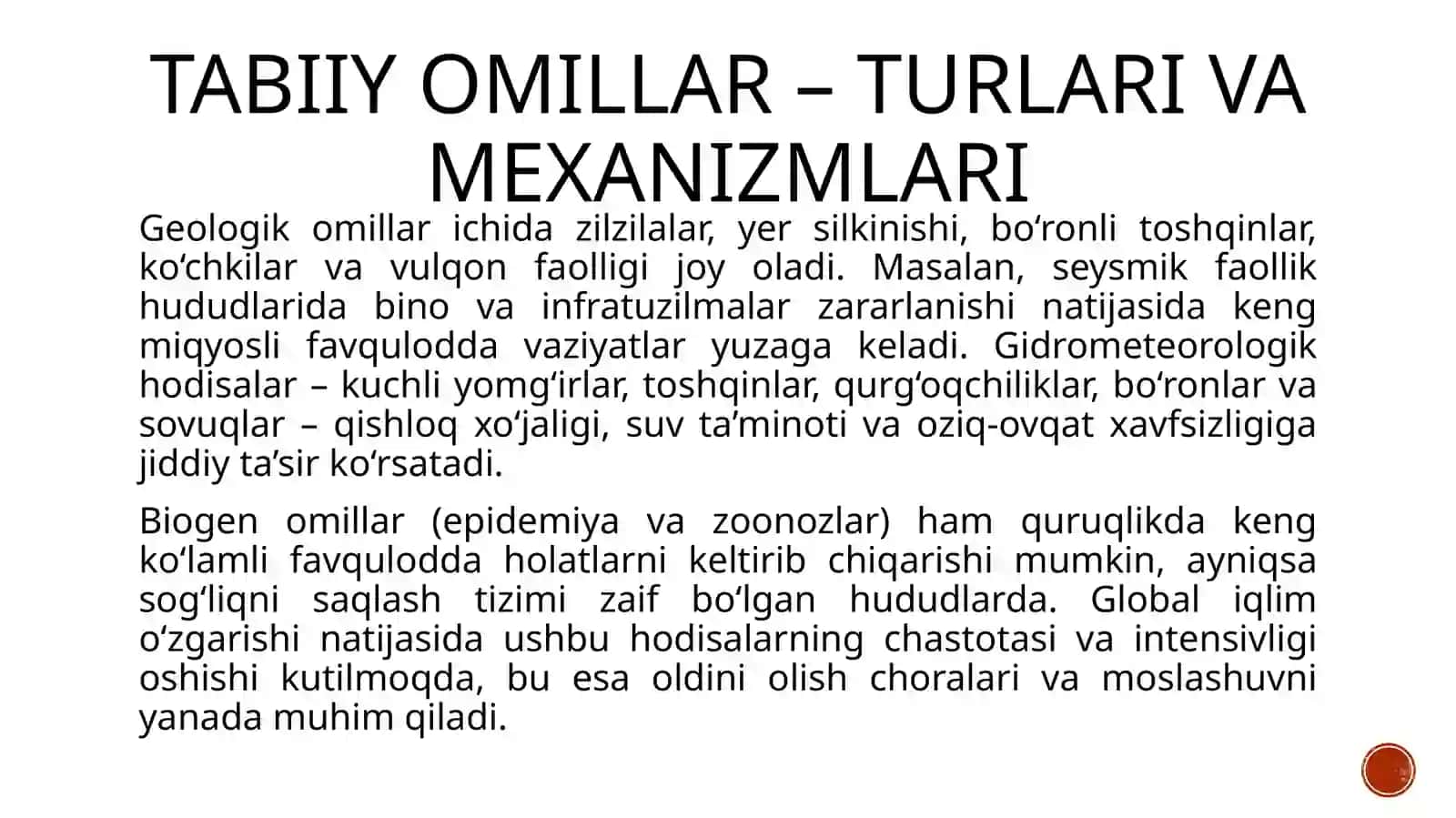 Quruqlikda favqulodda vaziyatlarni yuzaga kelish sabablari 4