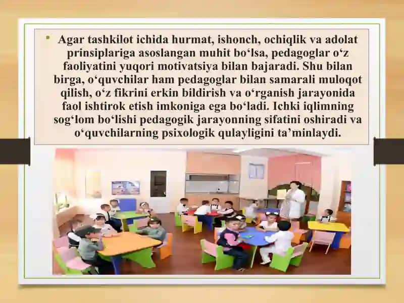 NODAVLAT MAKTABGACHA TA’LIM TASHKILOTLARI PEDAGOGLARINING KORPORATIV MADANIYATINI TAKOMILLASHTIRISH JARAYONINING MAZMUNIY SHAKLLARI VA USLUBIY JIHATLARI 4