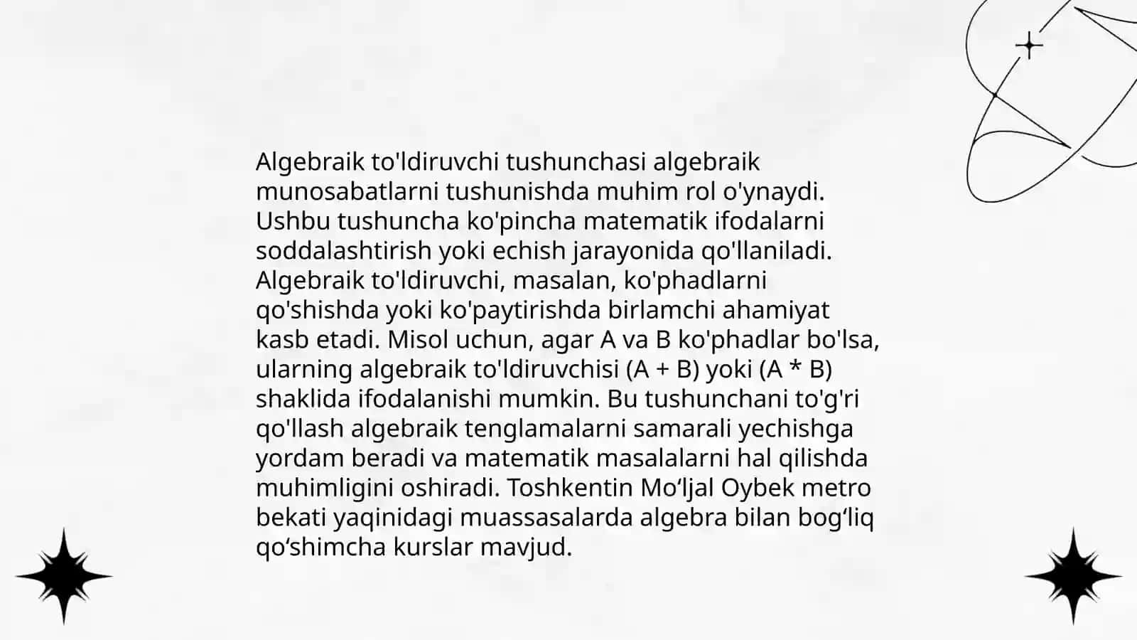 Minorlar va algebraik to'ldiruvchilar 4