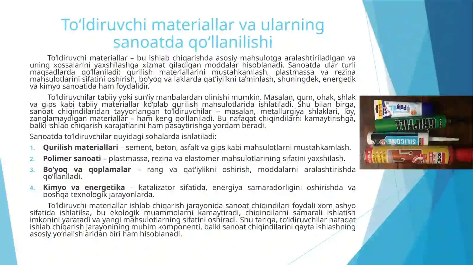 Sanoat chiqindilari asosida to‘ldiruvchilar ishlab chiqarish 4