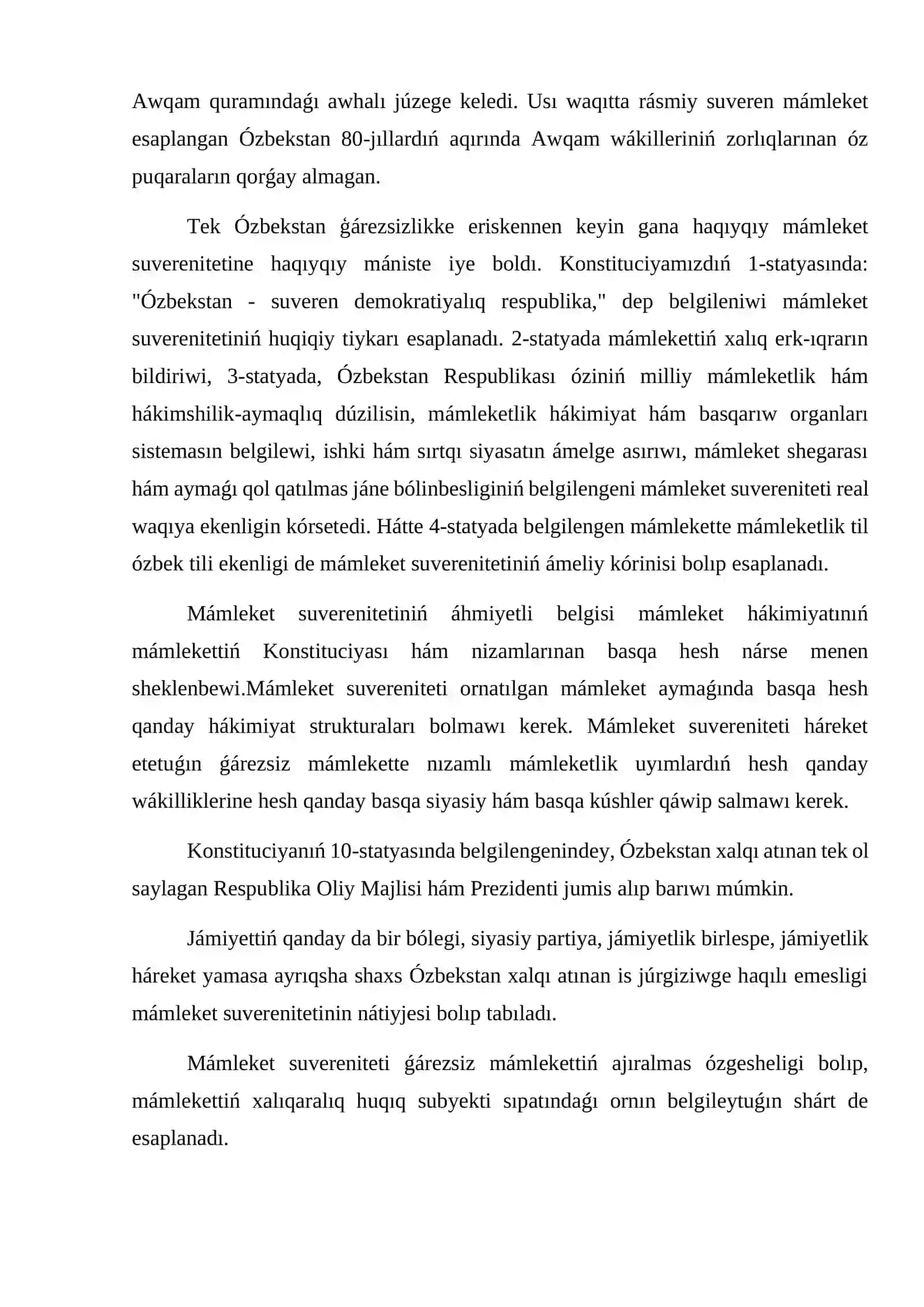 Ózbekstan respublikasiniń konstituciyaliq sıstemasınıń principleri 4