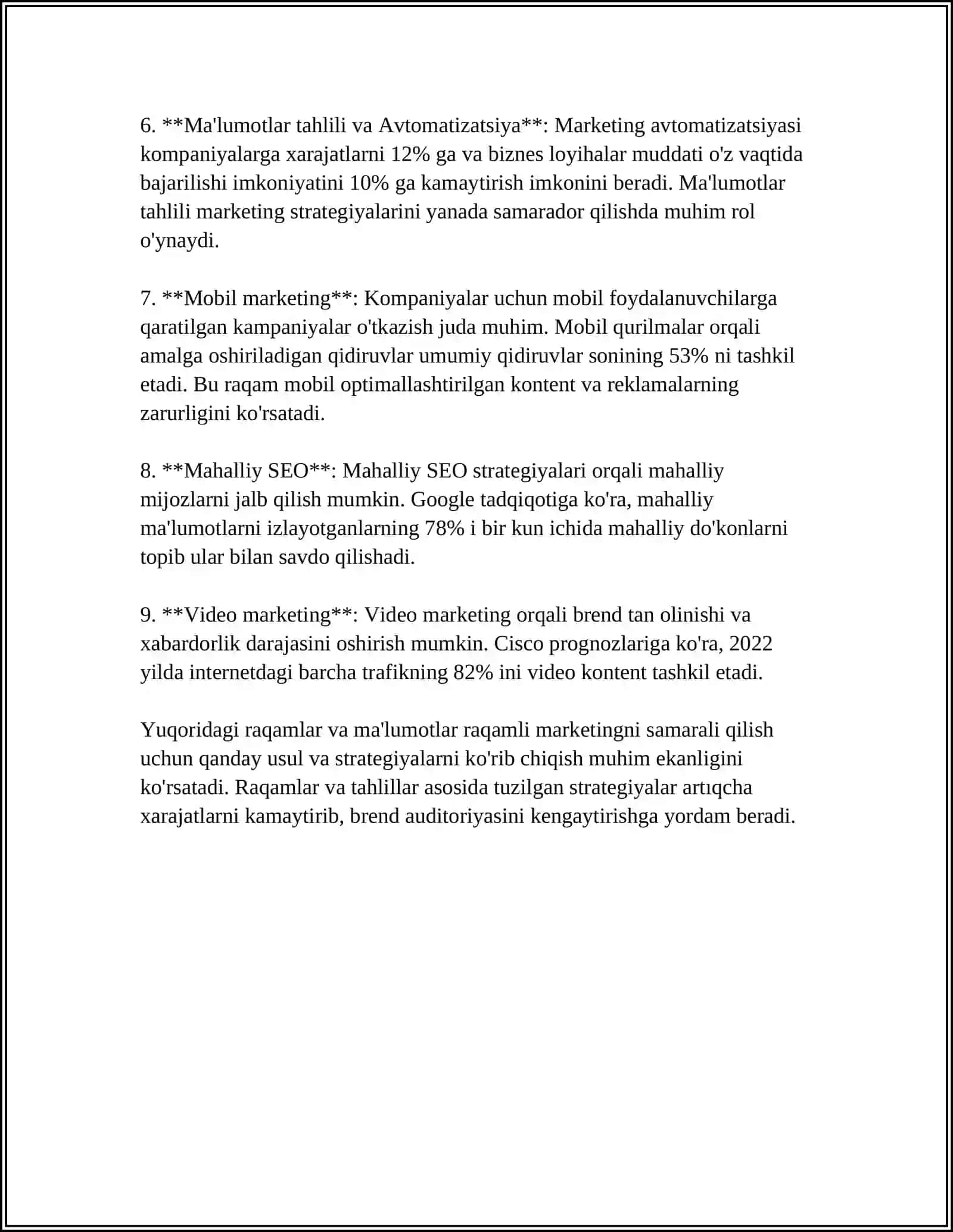 MARKETING TADQIQOTLARI NATIJADORLARINI QO'LLAB-QUVVATLASH 4