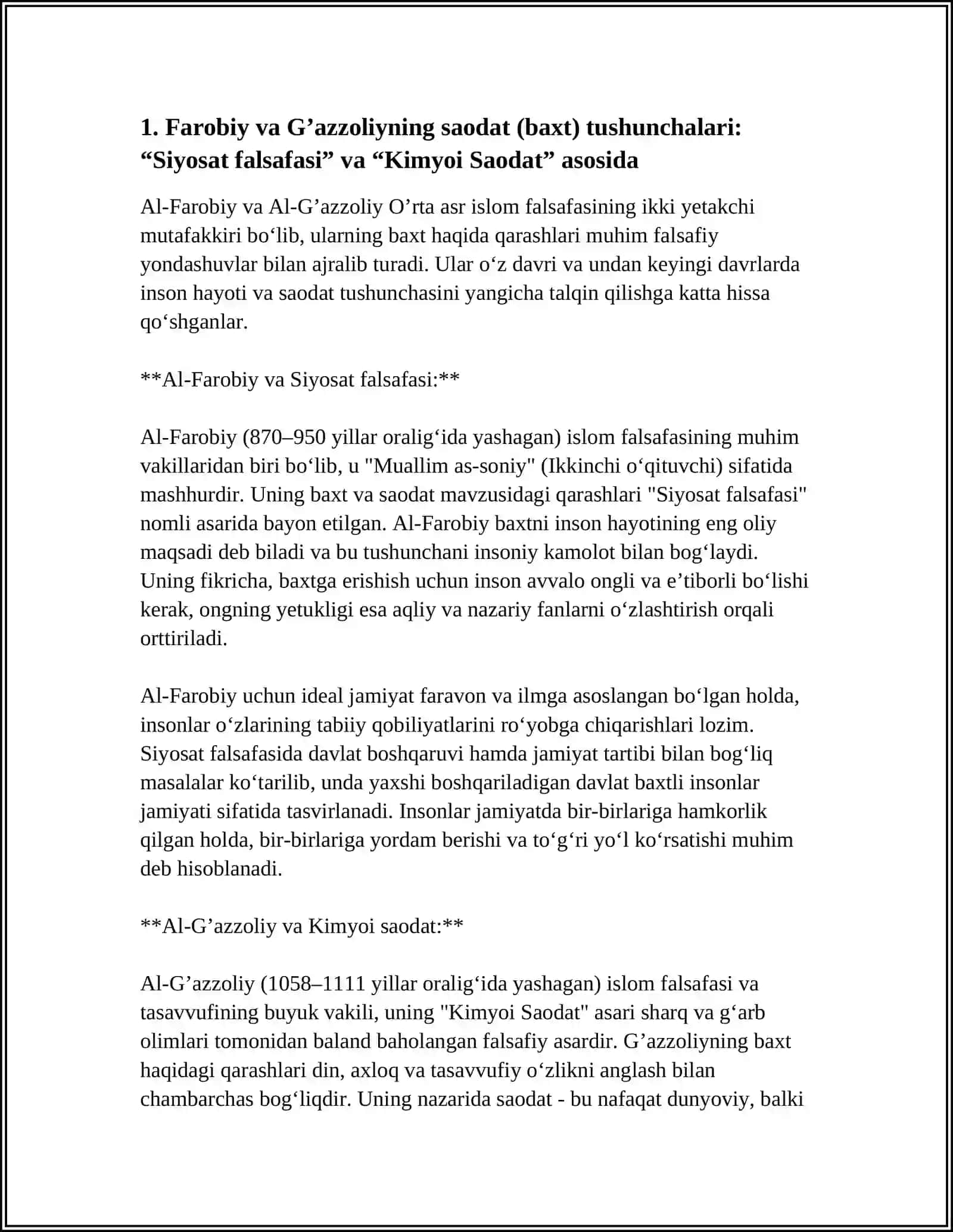 ABU NASR FAROBIY VA G’AZZOLIYNING FALSAFA ILMIGA OID QARASHLARINI QIYOSIY TAHLIL ETISH 4