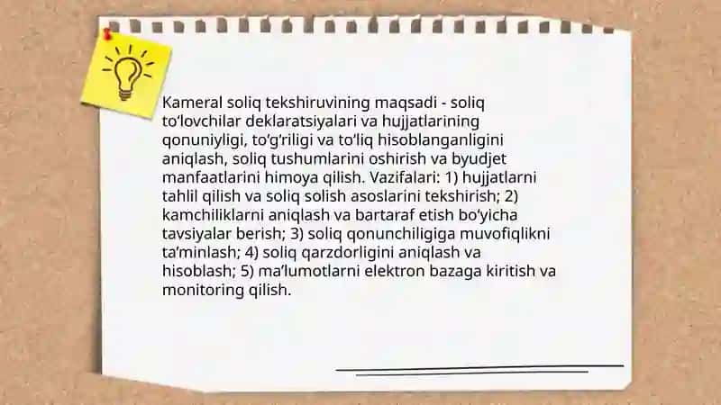 Kameral soliq tekshiruvini o’tkazish tartibi 4